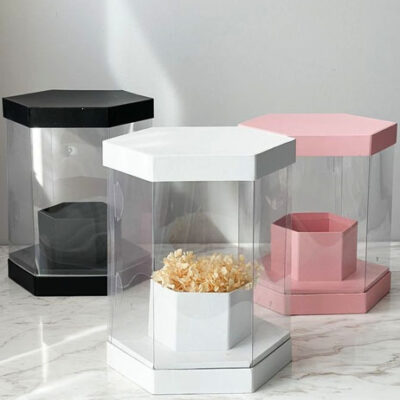 Hexagon Gift Box, Acrylic Flower Box